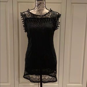 JESSIC Summer Sexy Black Lace Shift dress Size M